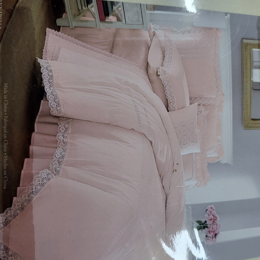 NIP NEW Vintage Laura Ashley Annabella Full/Queen Duvet Cover Set 2 Shams Pink - Picture 4 of 5